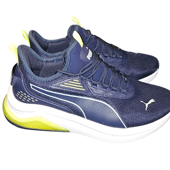 Puma Men's Navy and Yellow Sneakers - Picture 2 of 6